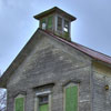 green door on old building