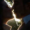 silhouette of couple kissing